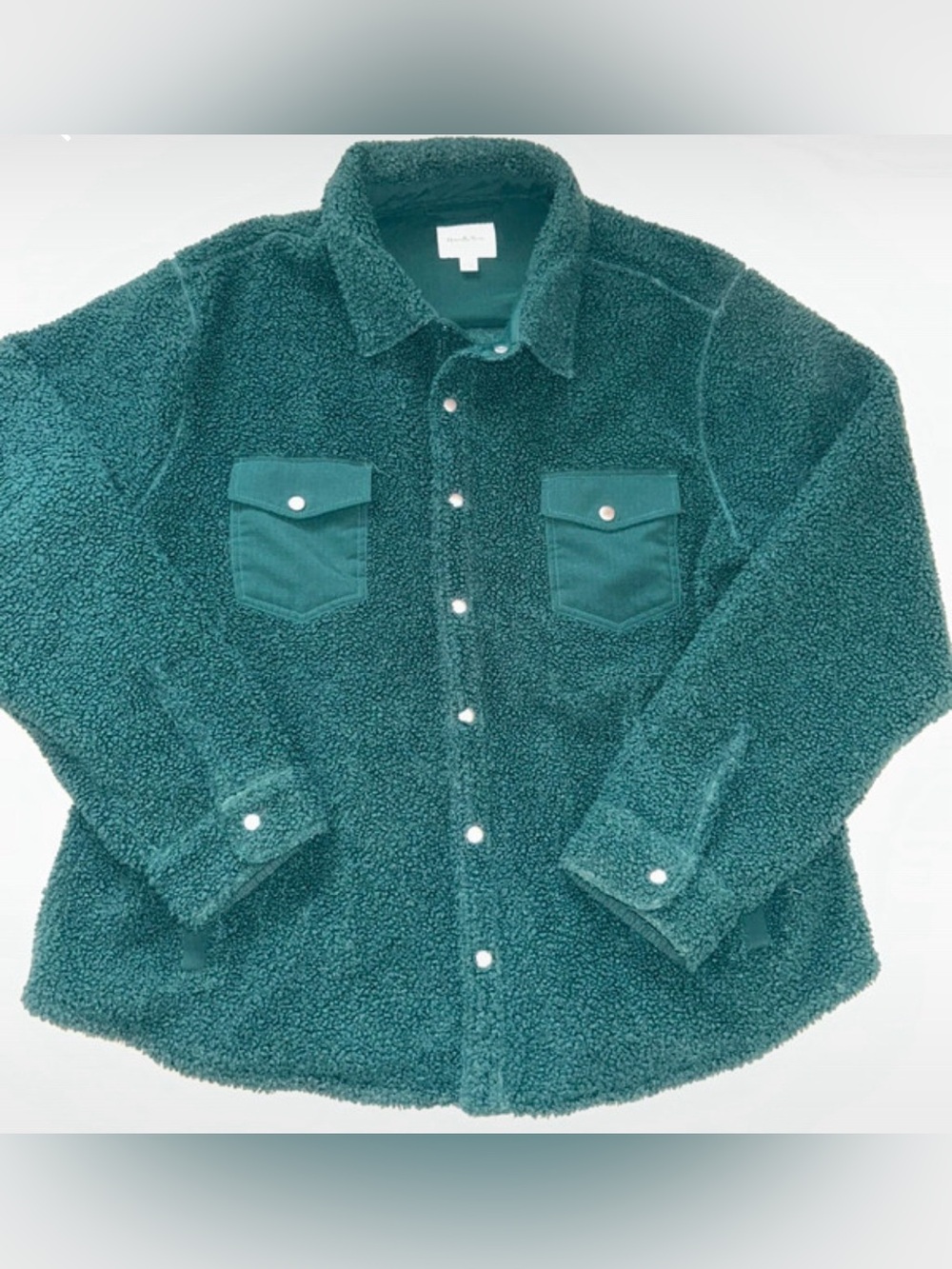 Goodfellow Teddy Green Sherpa Button Up Shirt Shacket size Womens XXL
